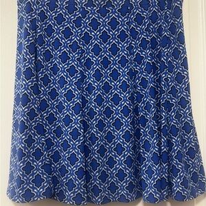 Susan Graver Liquid Knit Blue Patterned A-Line Skort